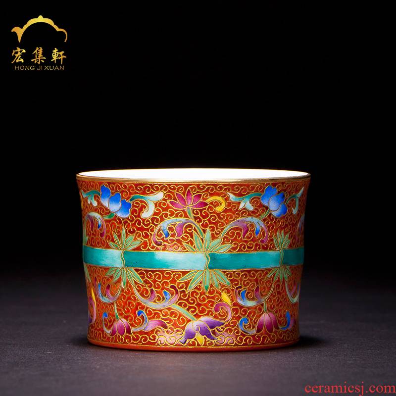 Jingdezhen ceramic cups enamel wire inlay enamel see bamboo cup sample tea cup flower peony masters cup a cup