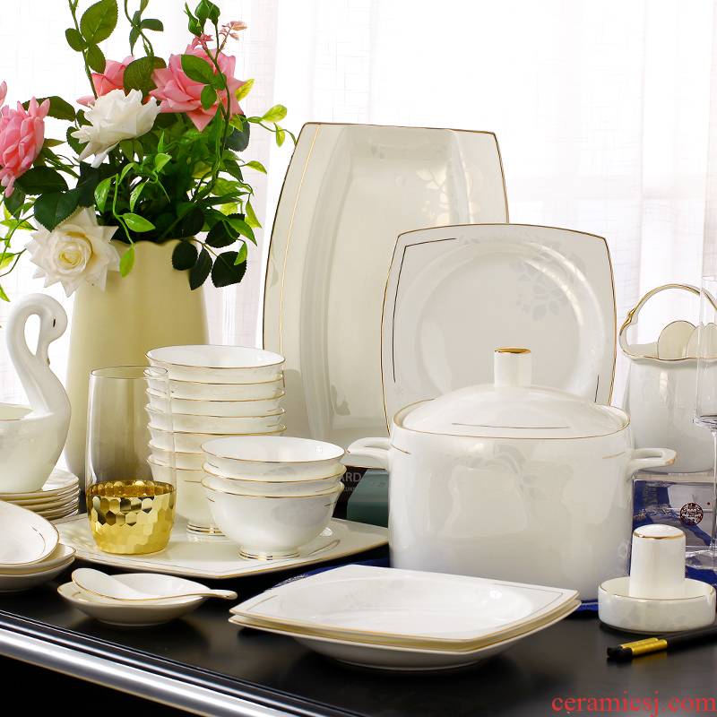 Jingdezhen high - grade ipads China tableware suit dishes suit household European gold plate creative dishes chopsticks