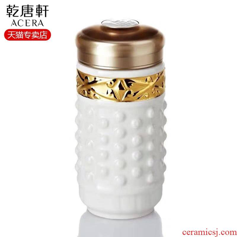 Do Tang Xuan porcelain cup small qiankun white with gold single layer with glass ceramic water cup gift boxes