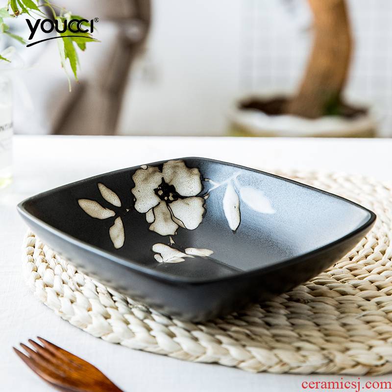 This porcelain Japanese salad bowl set combination of creative square dessert bowl bowl tableware of household ceramic bowl dish bowl