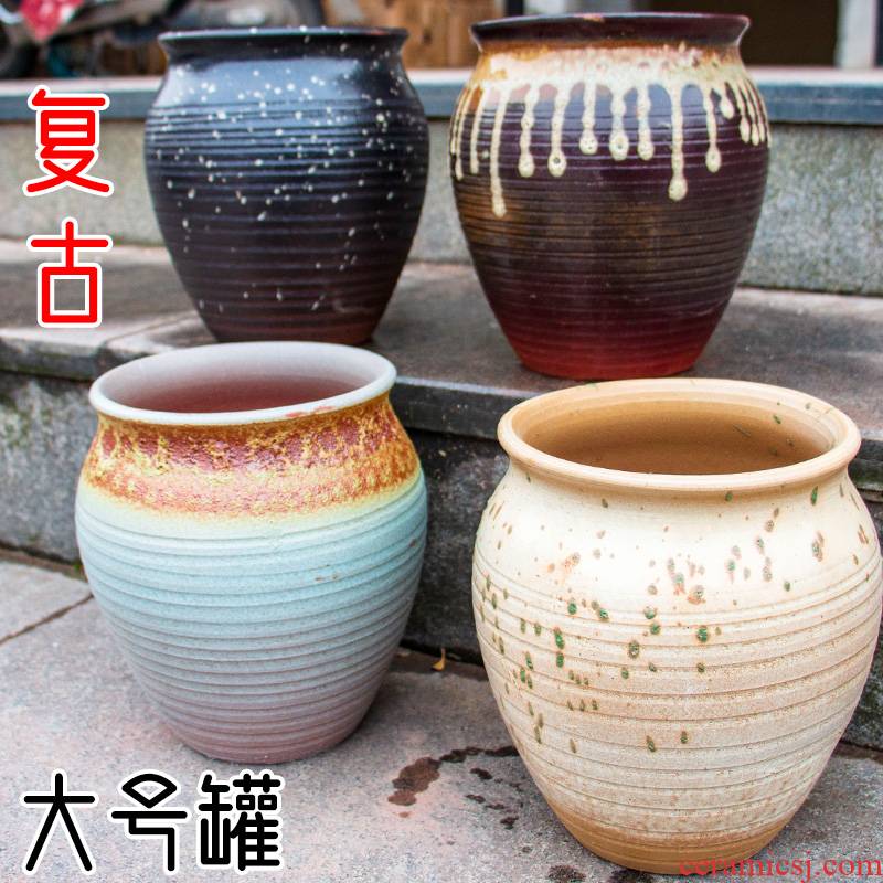 Chinese rose flower pot coarse pottery meaty plant to heavy ceramics high flowerpot orchid POTS mage old running to restore ancient ways more meat