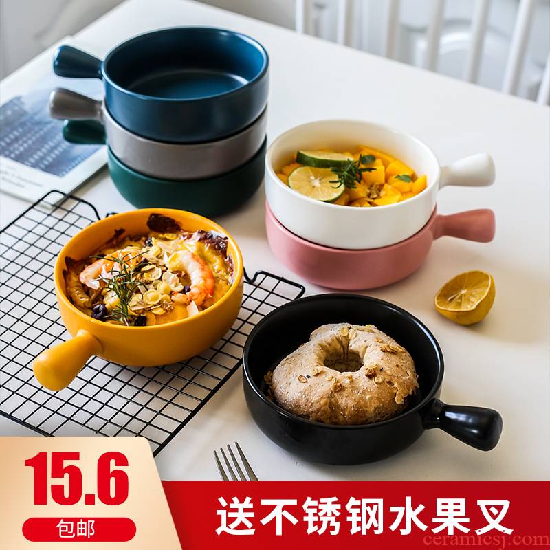 Oven baked jobs ceramic fruit salad bowl for single handle pan, Japanese household breakfast dishes on the dishes