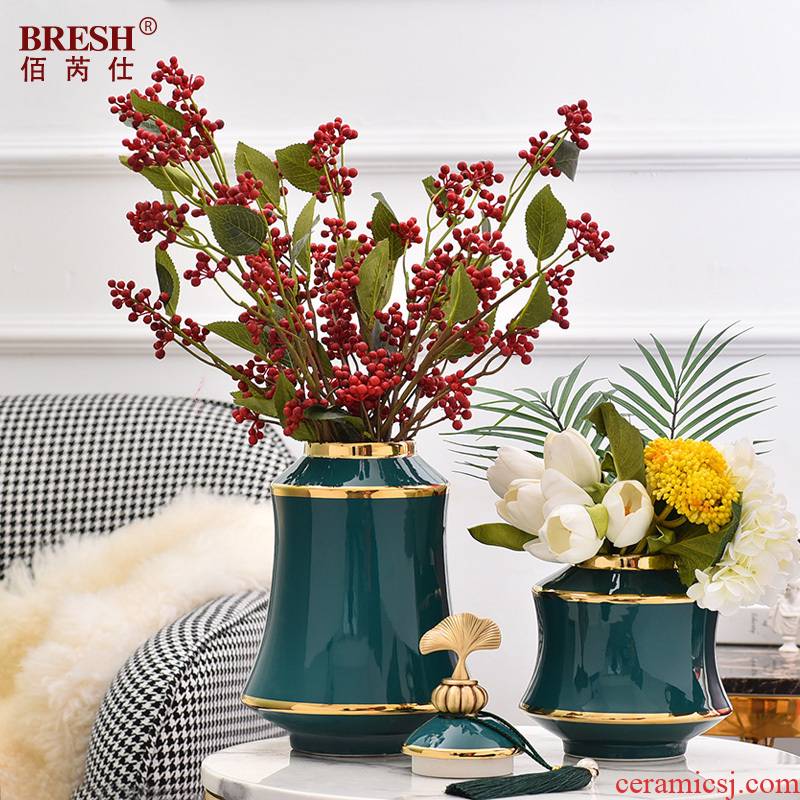 American decorative furnishing articles wine sitting room TV cabinet vase ceramic household act the role ofing is tasted H1075 blackish green storage tank