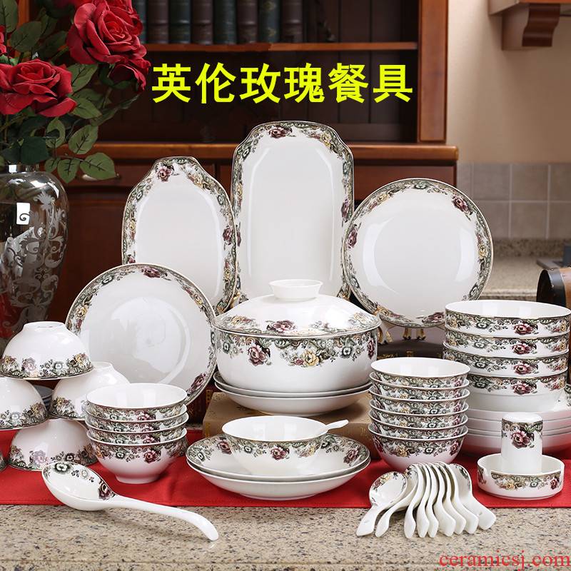 Minsheng ceramics British household jobs rose bowl dish soup bowl soup plate spoon up phnom penh tableware soup bowl FanPan rainbow such use