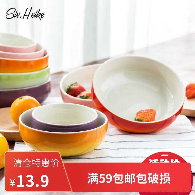 European Korean creative ins see colour of household ceramic bowl of fruit salad bowl bowl mercifully rainbow such as bowl bowl dishes