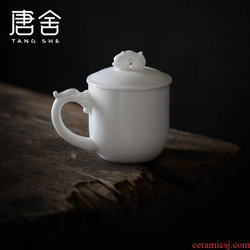 Tang s dehua white porcelain office manually glass tea cup mark cup boss personal cup meeting sample tea cup