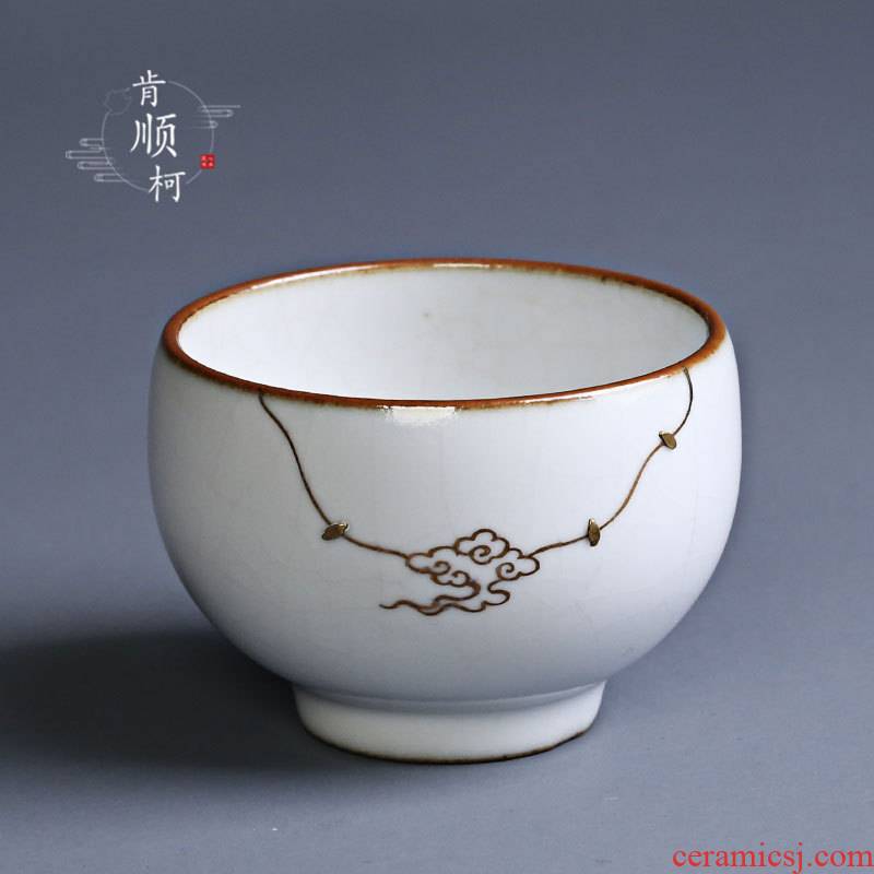 Jingdezhen kung fu tea master cup of pure manual nail curium cup gold sample tea cup single cup your up ceramic repair xiangyun cup