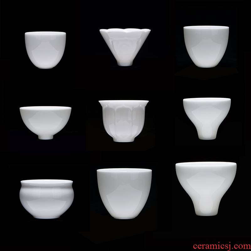 Jun ware elegant dehua white porcelain kung fu tea cup lard white tea sample tea cup of household ceramics to suggest a small cup