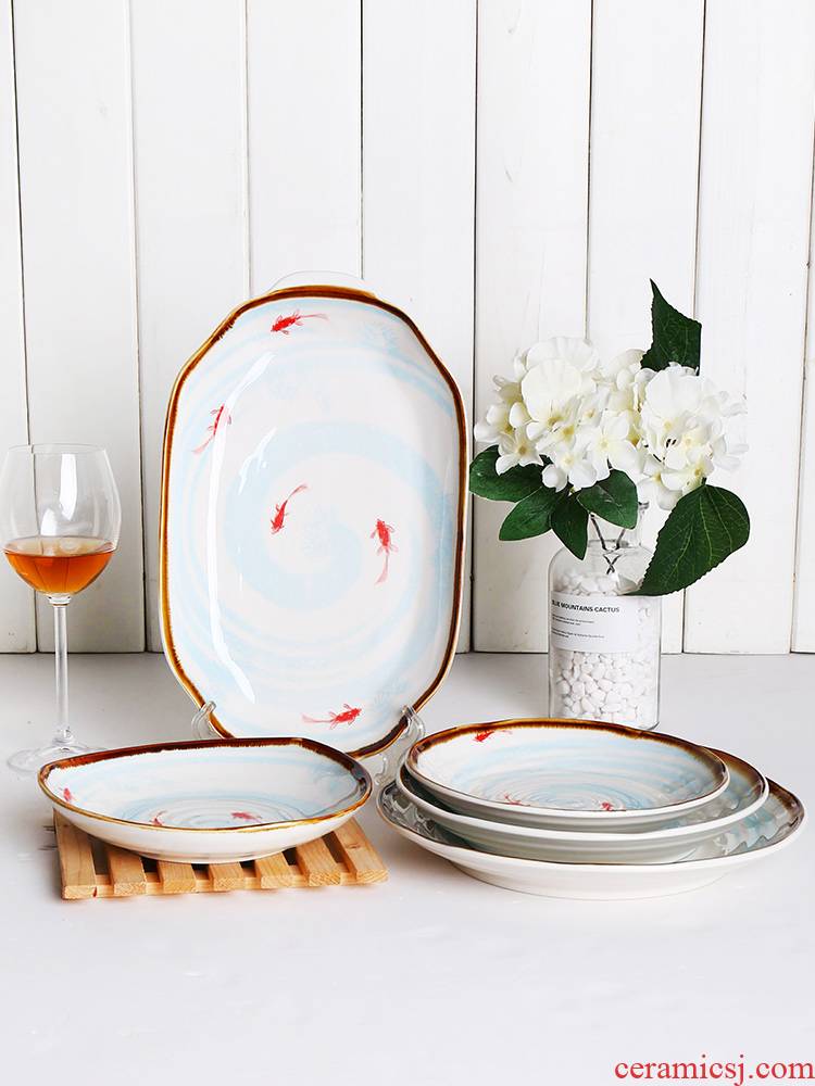 Shun cheung ceramic plates simple dishes FanPan creative move deeply dumpling dish home dish dish soup plate plate