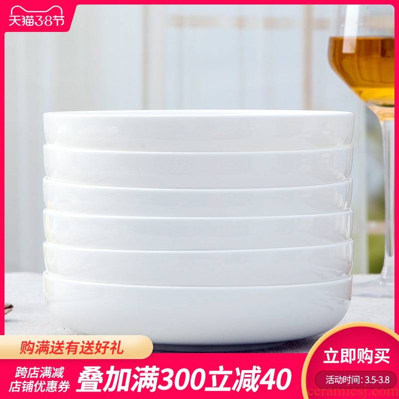 Jingdezhen Korean dish 6 pack pure white ipads China plate 0 round the son home creative ceramic plate