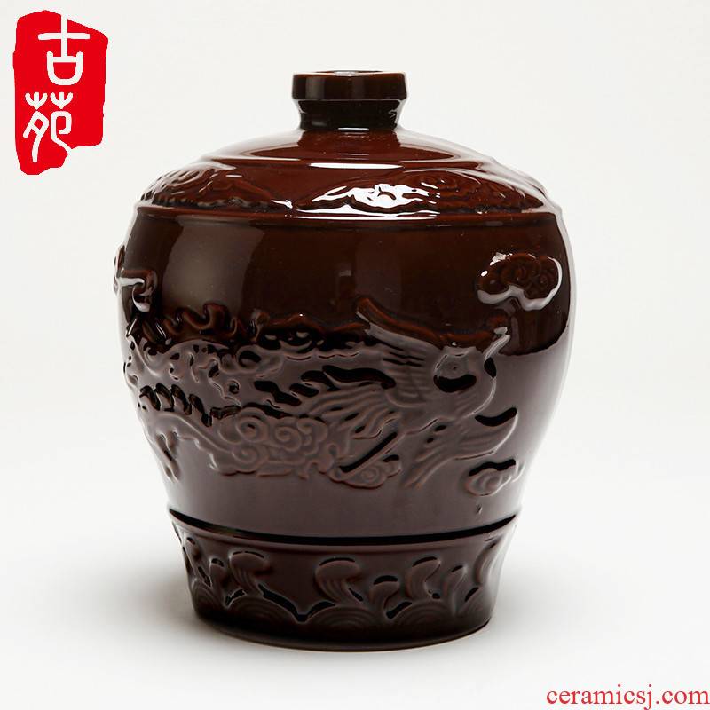 The ancient garden ceramic jar in extremely good fortune ten catties 10 jins to earthenware bordeaux wine glaze household liquor jugs