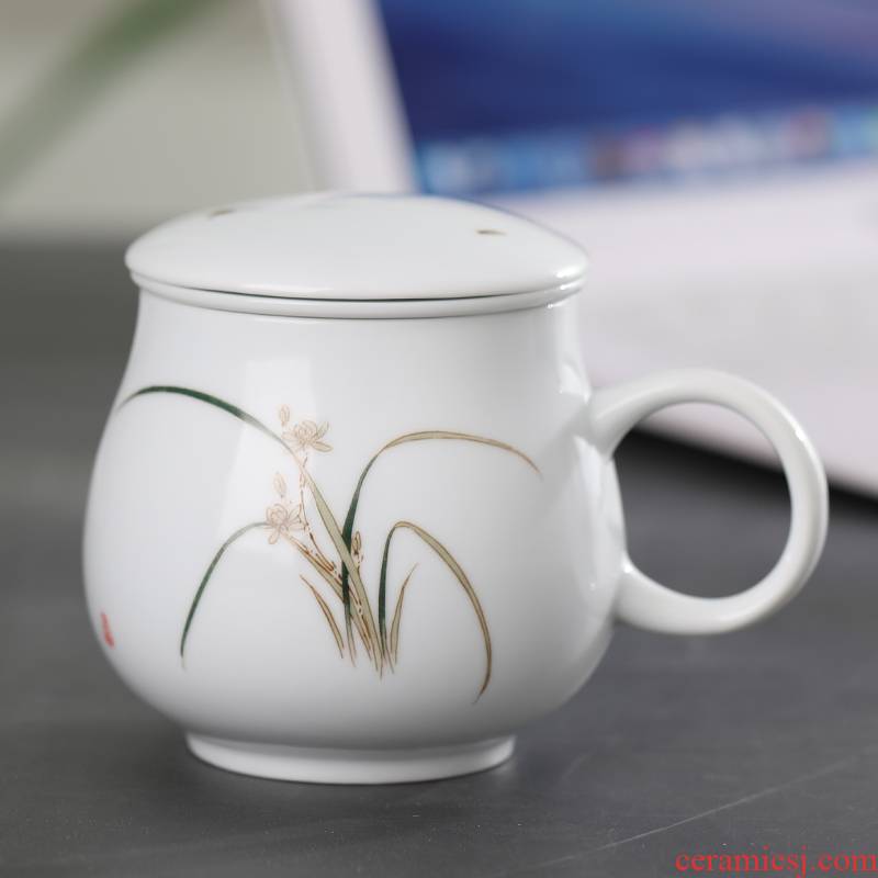 Mark cup with cover filter cup home jingdezhen ceramic cup men 's and women' s office creative tea cups