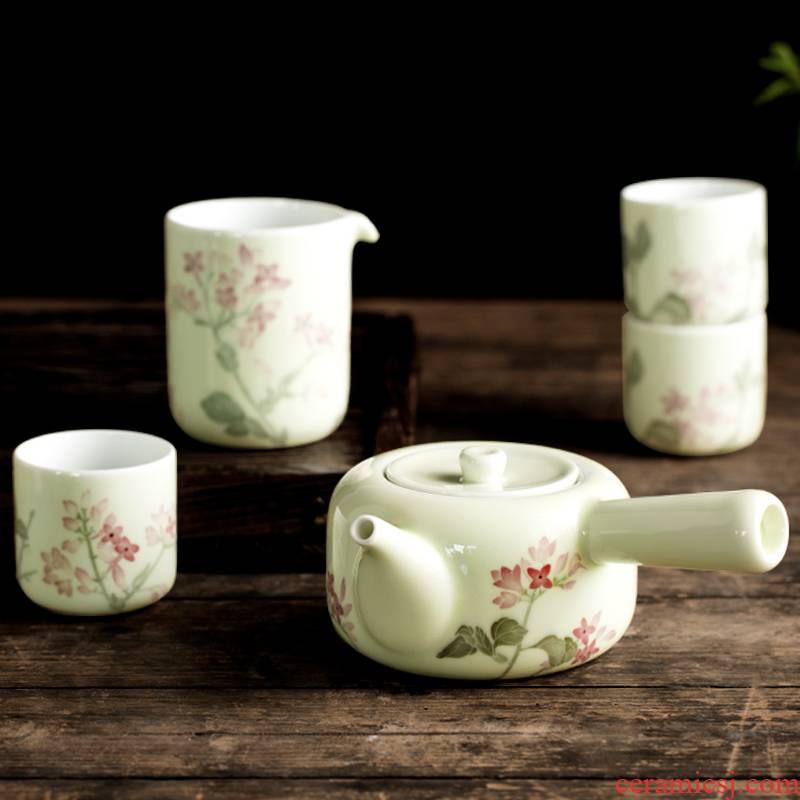China red porcelain up the pattern time 9 tea gift set under the liling glaze color hand - made porcelain teapot teacup