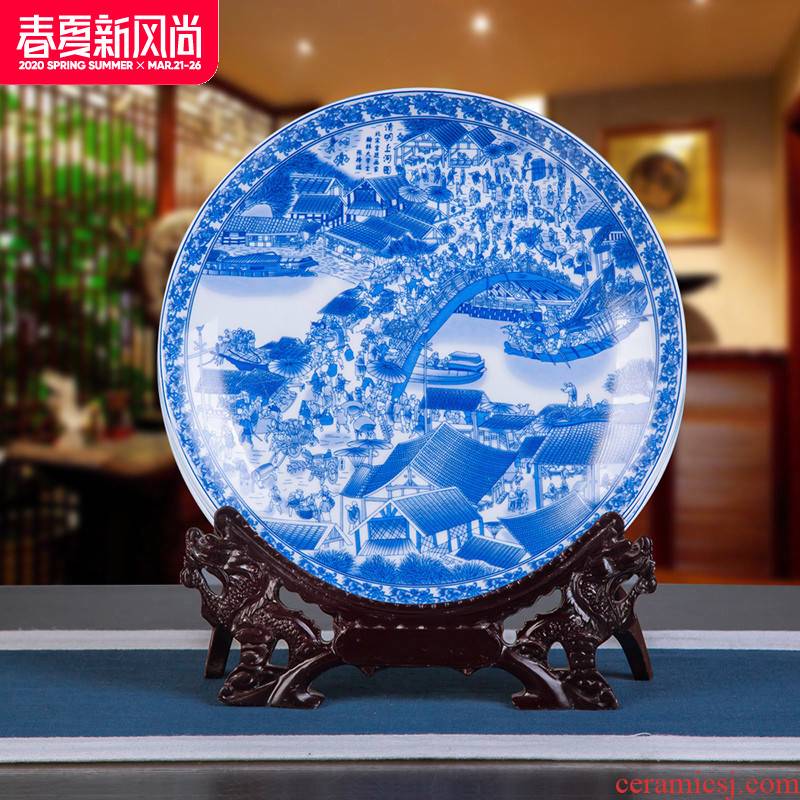 Jingdezhen ceramics furnishing articles household decorations hanging dish wine sitting room porch decoration plate Chinese arts and crafts
