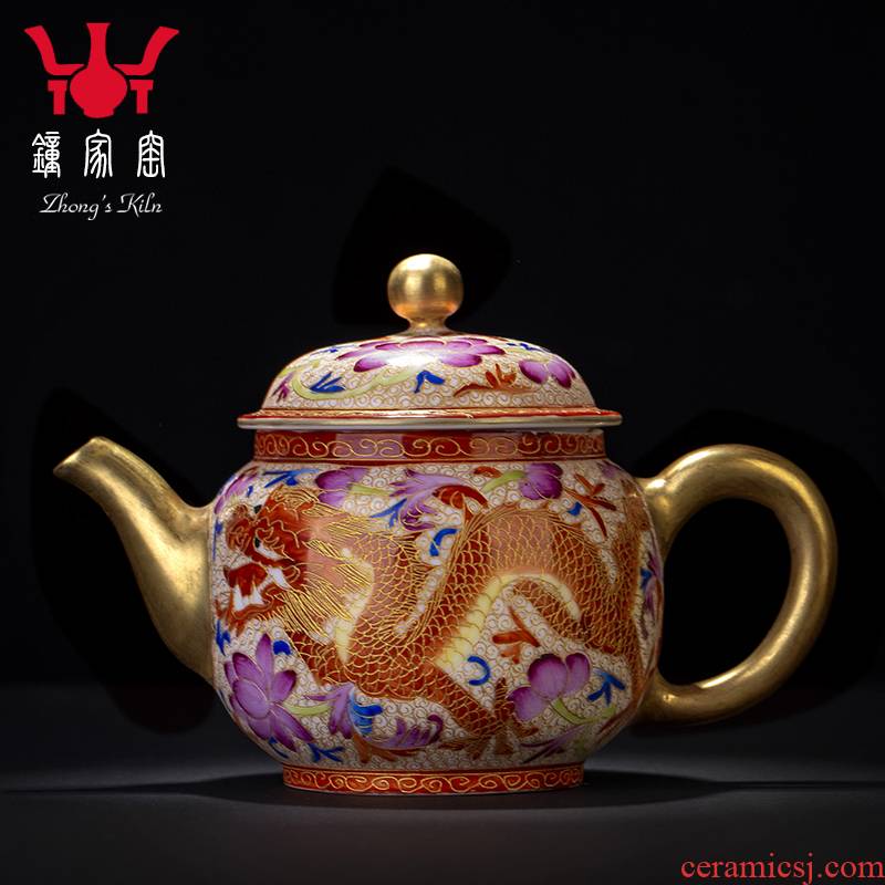 Home teapot bell up with jingdezhen ceramic tea machine manual kung fu tea set wire inlay enamel see colour ssangyong 's big teapot