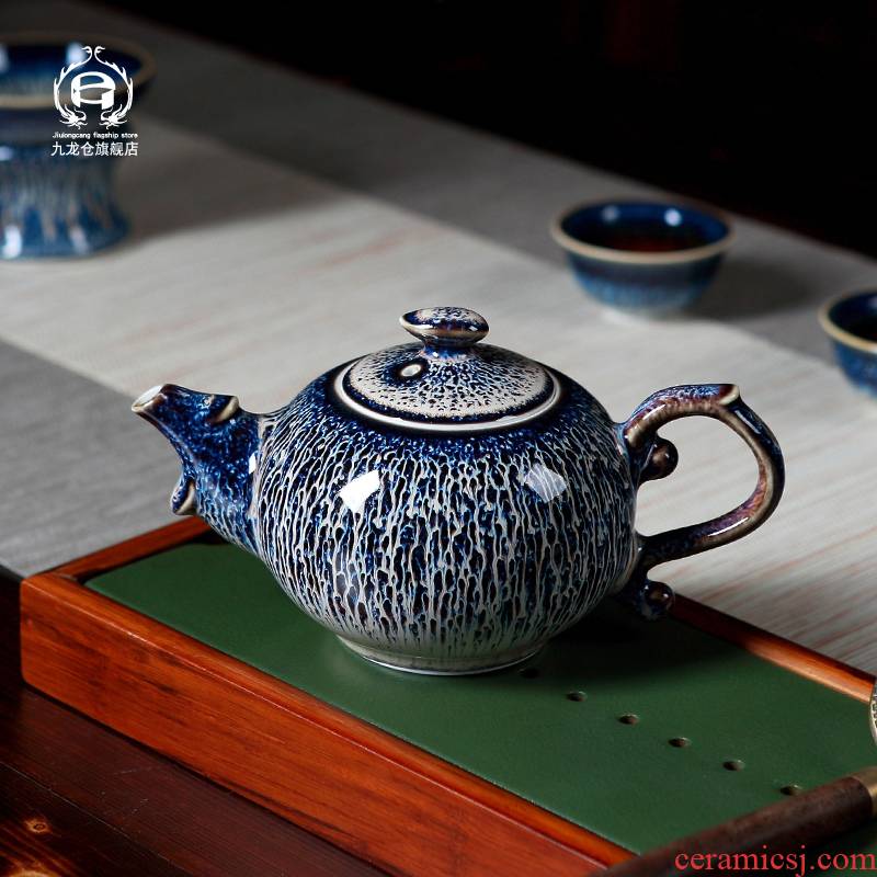 DH jingdezhen temmoku glazed pottery kilns change teapot household retro kung fu tea tea, tea kettle single pot