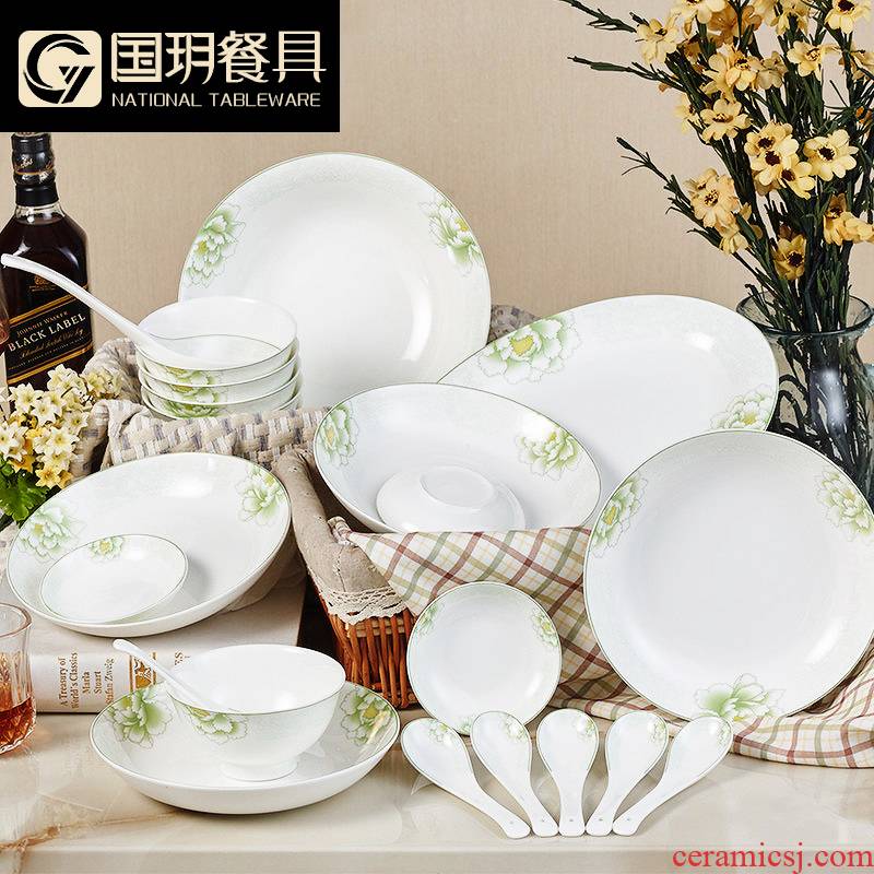 Countries he ipads porcelain tableware dishes suit dishes contracted household of Chinese style 6 people individuality creative ceramics gift box