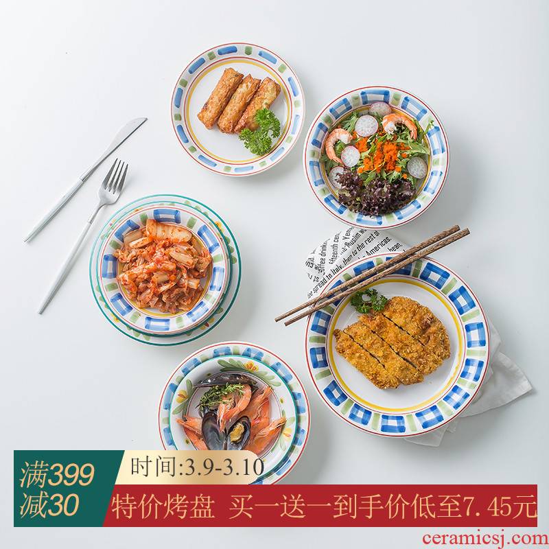 Brand preference hand - made Japanese ceramic dinner plate household creative special dish plate of fruit salad all the plates
