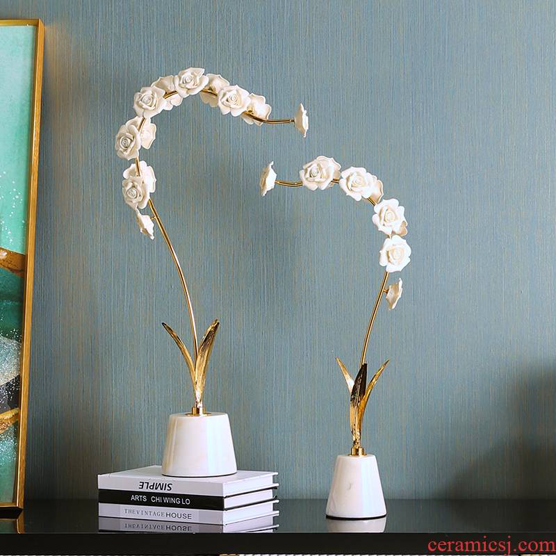 Modern creative light key-2 luxury ceramic flower art butterfly orchid art table decorations furnishing articles sitting room TV cabinet decoration