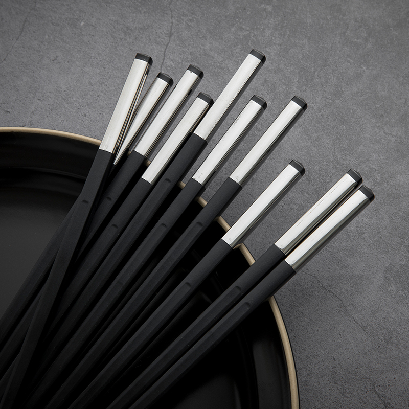 TaoDian household hotels high - grade alloy chopsticks 10 pairs of Japanese tachyon family anti - skid non solid wood chopsticks