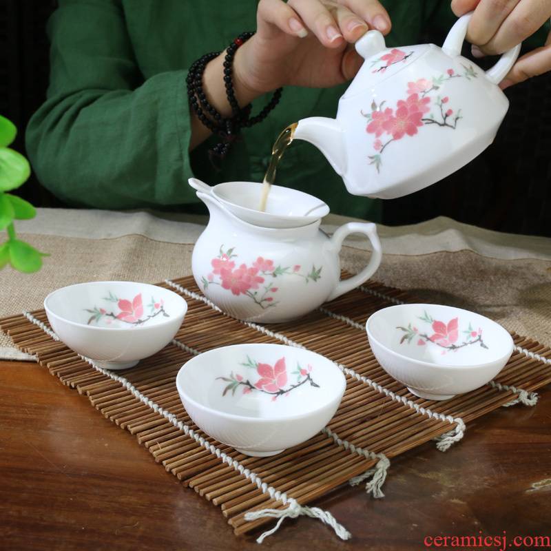 Liling porcelain ceramic Chinese style kung fu tea set under the glaze colorful hand - drawn teapot six cups craft gift