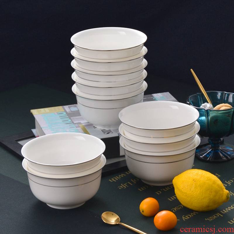 5 inches up Phnom penh 10 at tangshan ipads porcelain tableware rice bowls bowl of household ceramic bowl white bowls rainbow such use