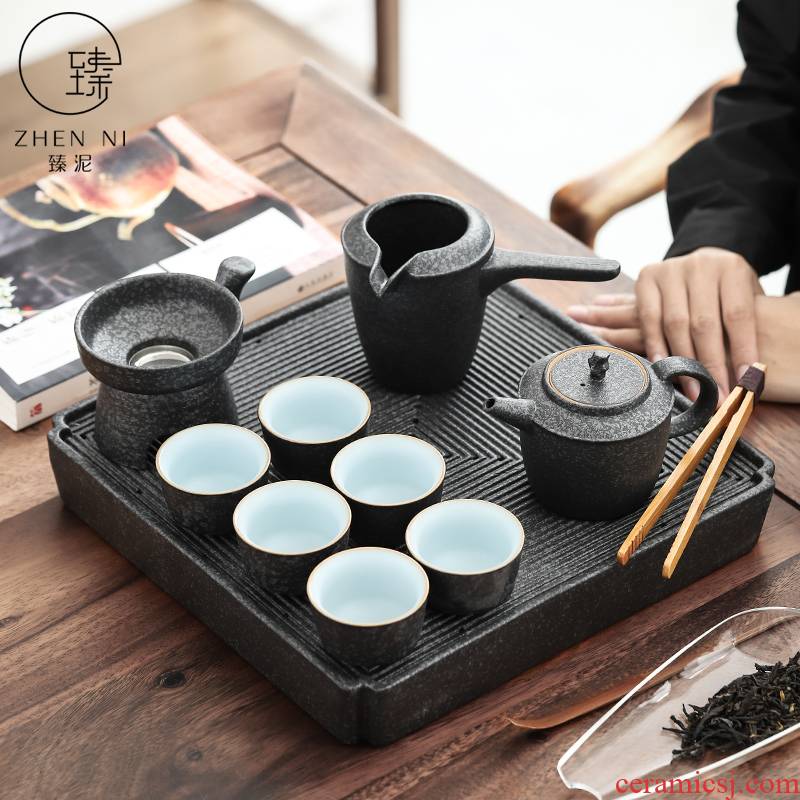 By mud dry tea tea set suit Japanese household ceramics disc set of tea service contracted small sets of the teapot teacup gifts