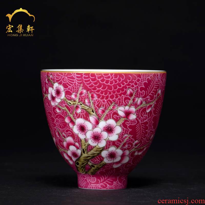 The Master cup single CPU jingdezhen tea cups hand - made grilled pastel see colour name plum flower sample tea cup cup small tea cups