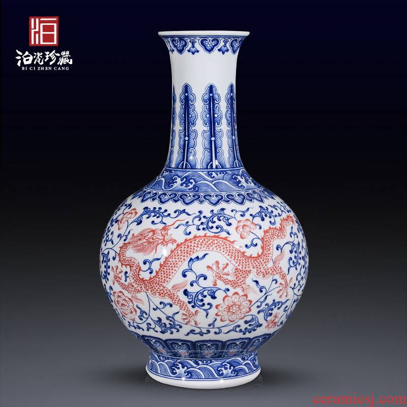 Jingdezhen ceramics table flower arranging large blue and white porcelain vase, the sitting room porch TV ark, dried flower adornment furnishing articles