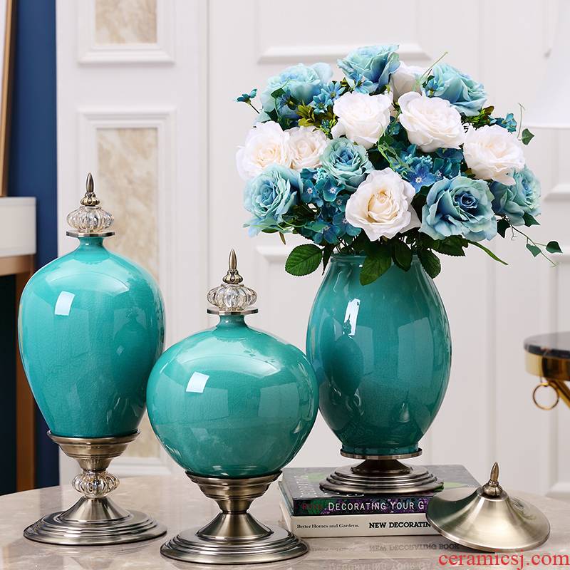 European ceramic vase furnishing articles villa living room table flower arranging American household dry flower decoration key-2 luxury example room