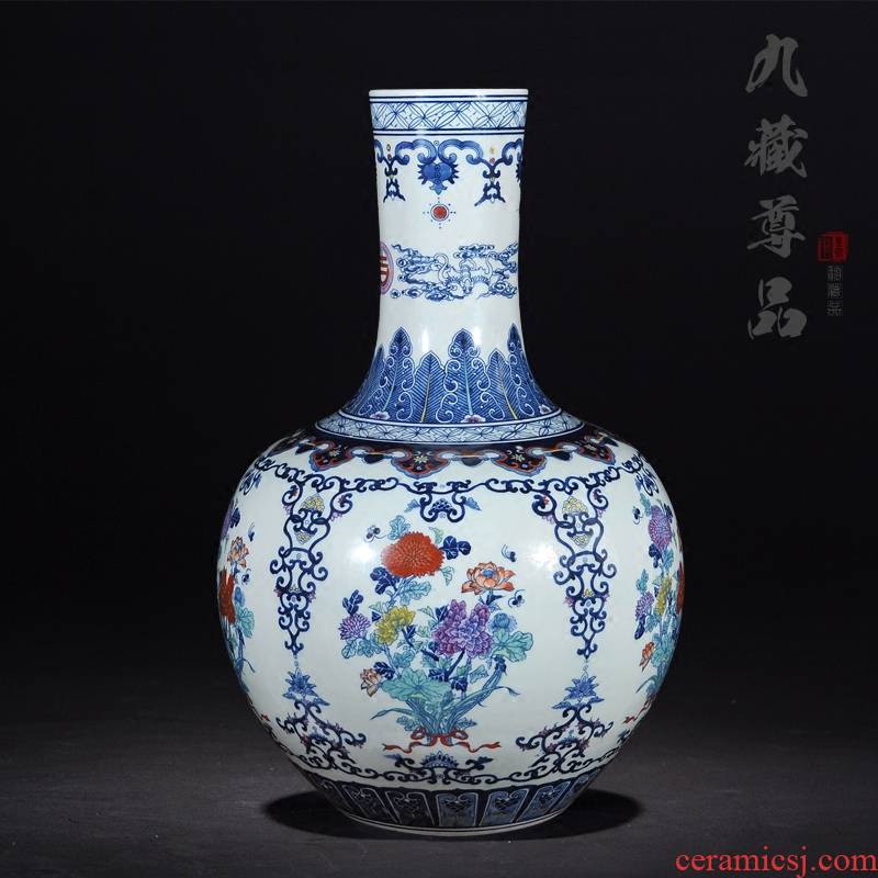 About Nine hid statute of the product of jingdezhen ceramic hand - made porcelain vase colorful celestial classical Chinese style living room China