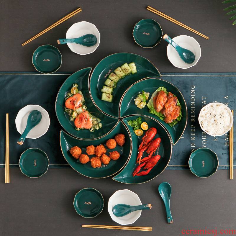 Creative reunion dinner platter tableware tableware portfolio seafood plate bowl sets web celebrity ceramic dab of household