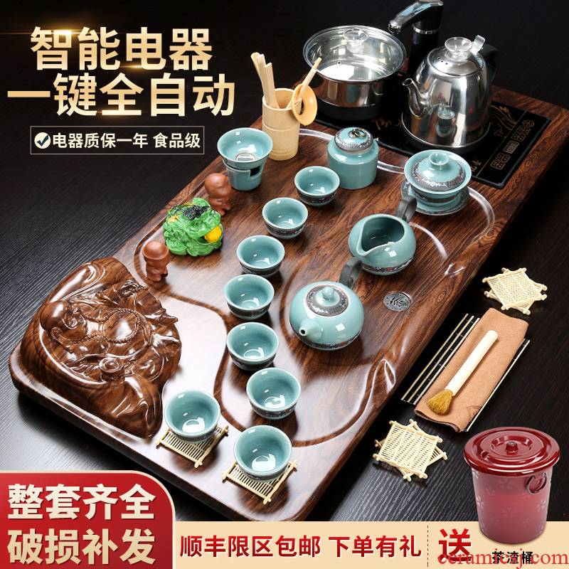 Porcelain constant hall tea set home sitting room tea kungfu tea of a complete set of automatic water tea tray is contracted