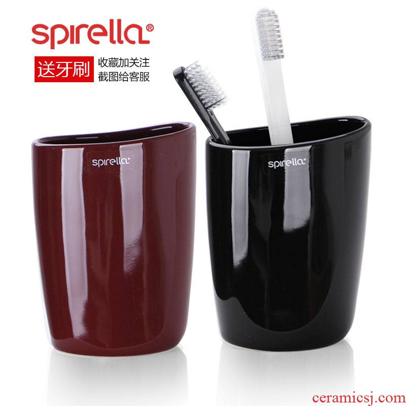 SPIRELLA/silk pury simple lovers shiny stone, ceramic gargle suit new brush my teeth cup in two