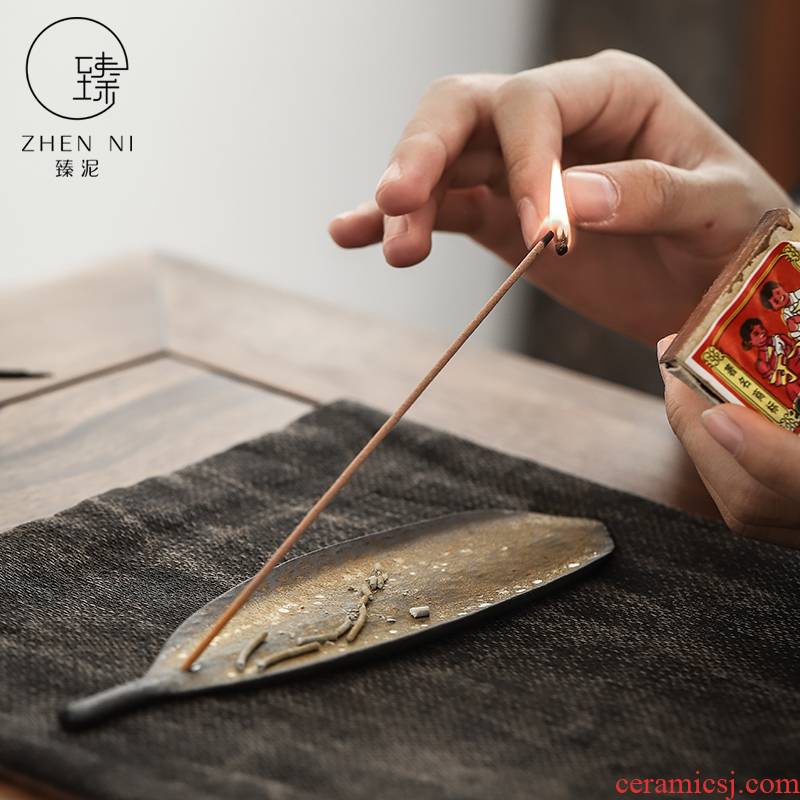 Gold incense inserted by clay ceramic line censer zen tea pastille furnishing articles home smoked incense buner indoor tan xiang xiang