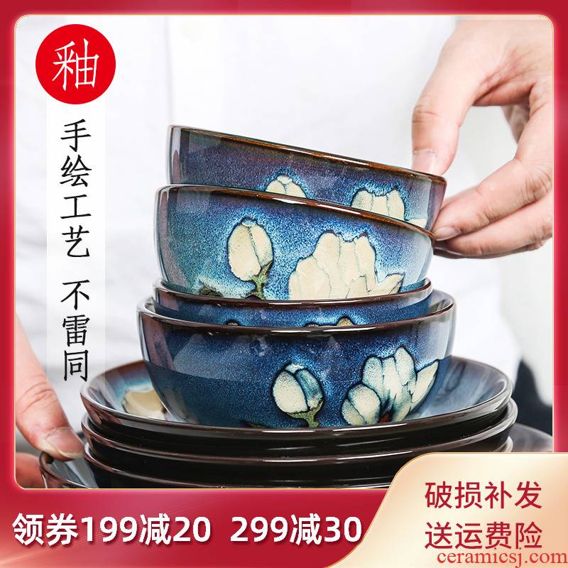 Yuquan cutlery set dishes home dishes chopsticks nesting bowls plates ceramic plate 6/10 combination