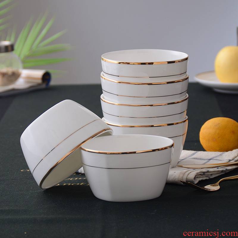 6 suit to use white porcelain tableware western - style up phnom penh for 4.5 inch Bowl household square ceramic Bowl such as always
