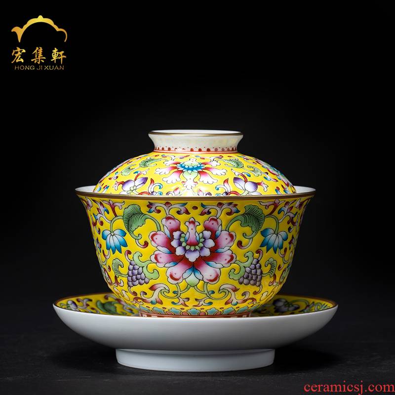 Jingdezhen tea colored enamel see colour tea tureen large hand - made bowl bowl kung fu tea set