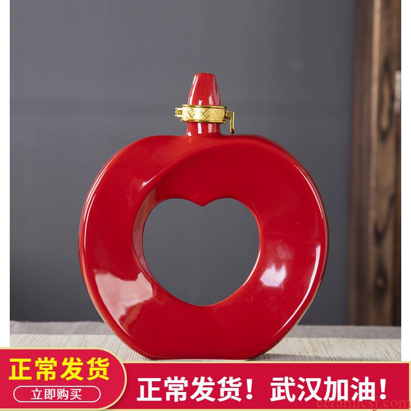 Bottle is empty bottles of jingdezhen ceramic household seal creative furnishing articles look at apple wine pot pot 1 catty