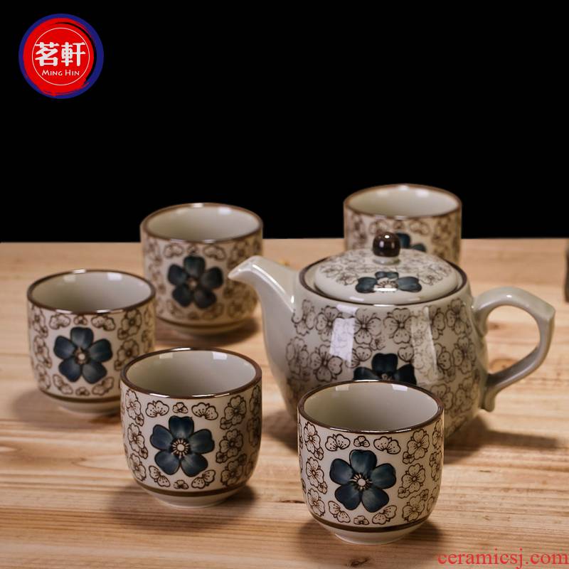 Under the Japanese jingdezhen ceramics glaze color tea teapot teacup 4 color screen pack cool water restoring ancient ways