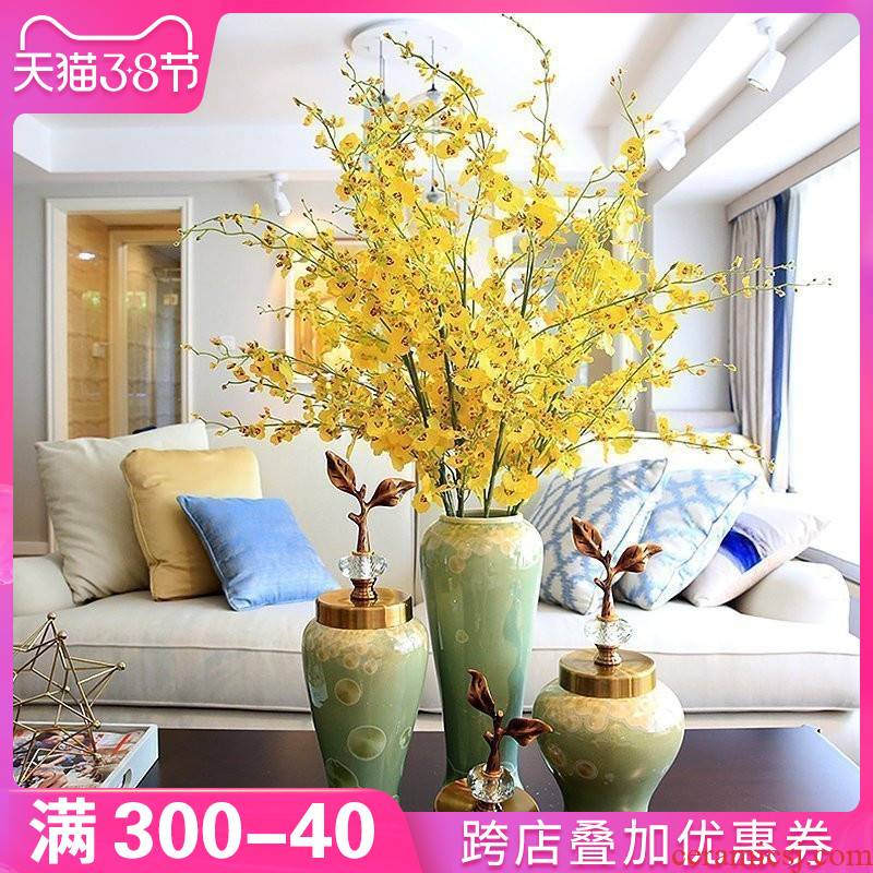 The New Chinese vase furnishing articles TV cabinet ceramic plug-in floral household table decorations, the sitting room porch desktop decoration