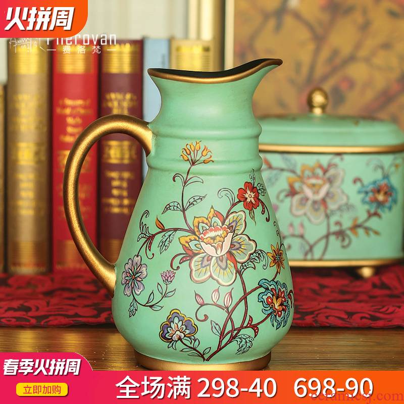 American ceramic vase furnishing articles sitting room flower arrangement dining - room of Europe type creative club dried flower decoration vase furnishing articles