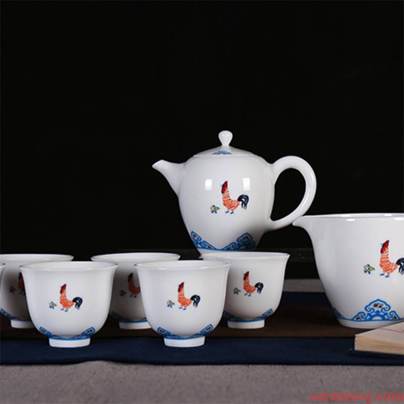 Luck of jingdezhen ceramic tea sets chicken cylinder cup teapot tea set the teapot kung fu tea set office