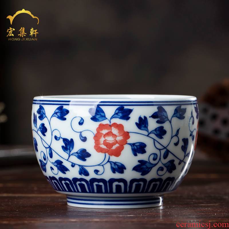 Jingdezhen ceramic masters cup single CPU hand - made porcelain youligong tea lotus flower sample tea cup hand - made teacup