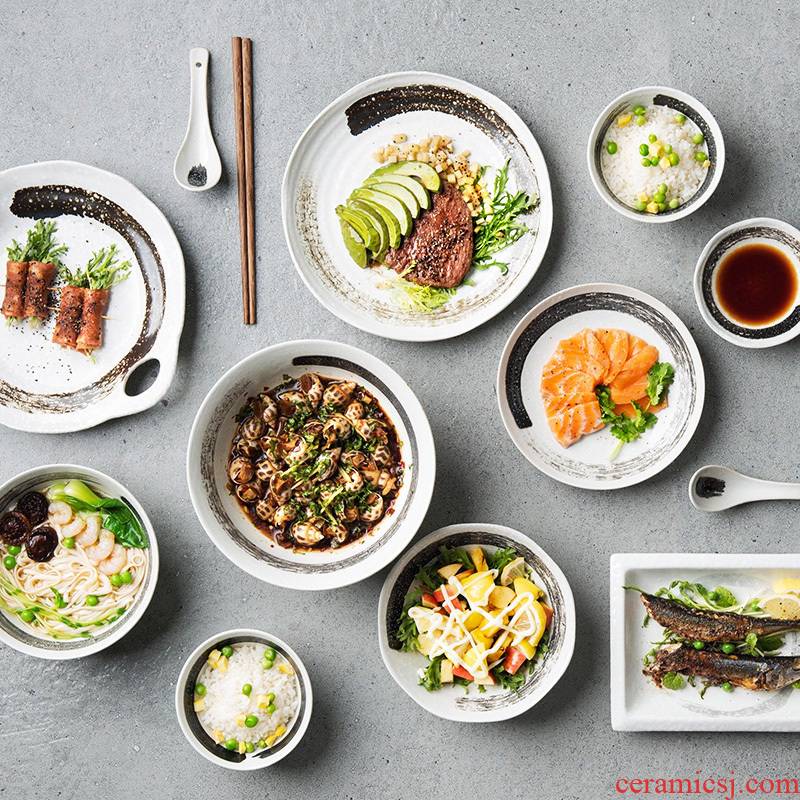Porcelain color beauty creative Japanese tableware suit household ceramic new dishes dishes of rice bowls rainbow such as bowl soup bowl
