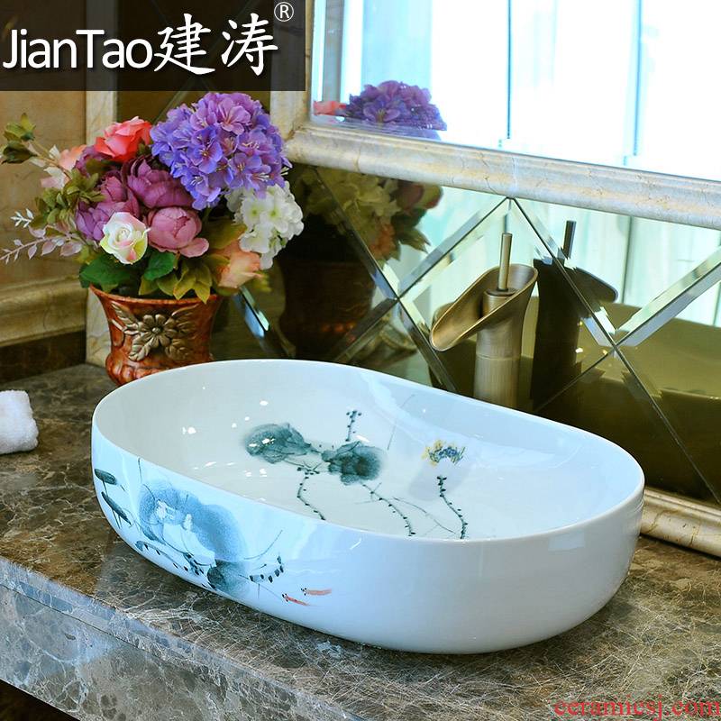 Built out fashionable sanitary more rectangular white gourd shape ceramic basin on the lavatory basin sink hand made white