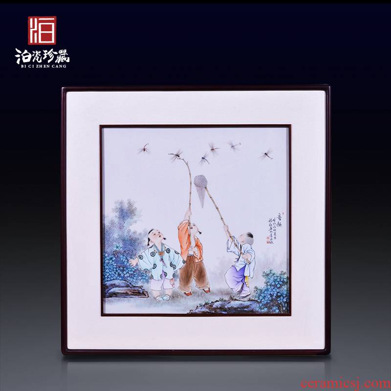 Jingdezhen ceramics hand - made tong qu Chinese modern porcelain plate painting the living room background decoration hanging painter in furnishing articles