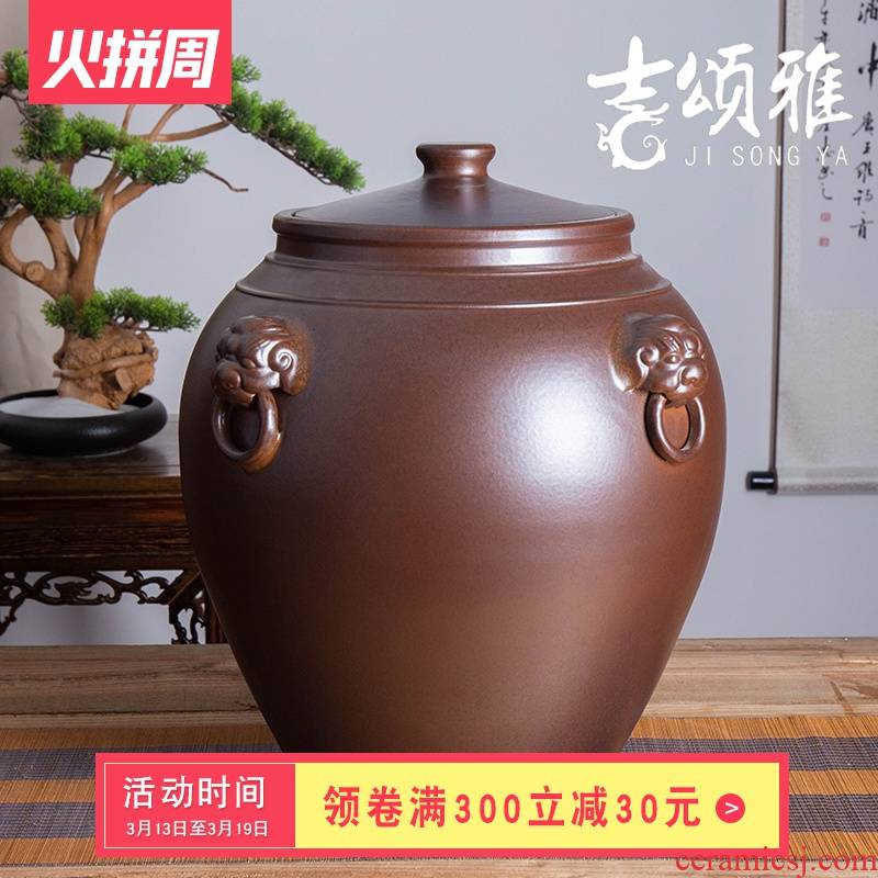Jingdezhen ceramic jar 30 jins 50 kg cylinder tank mercifully jars informs the archaize sealing wine jar of restoring ancient ways