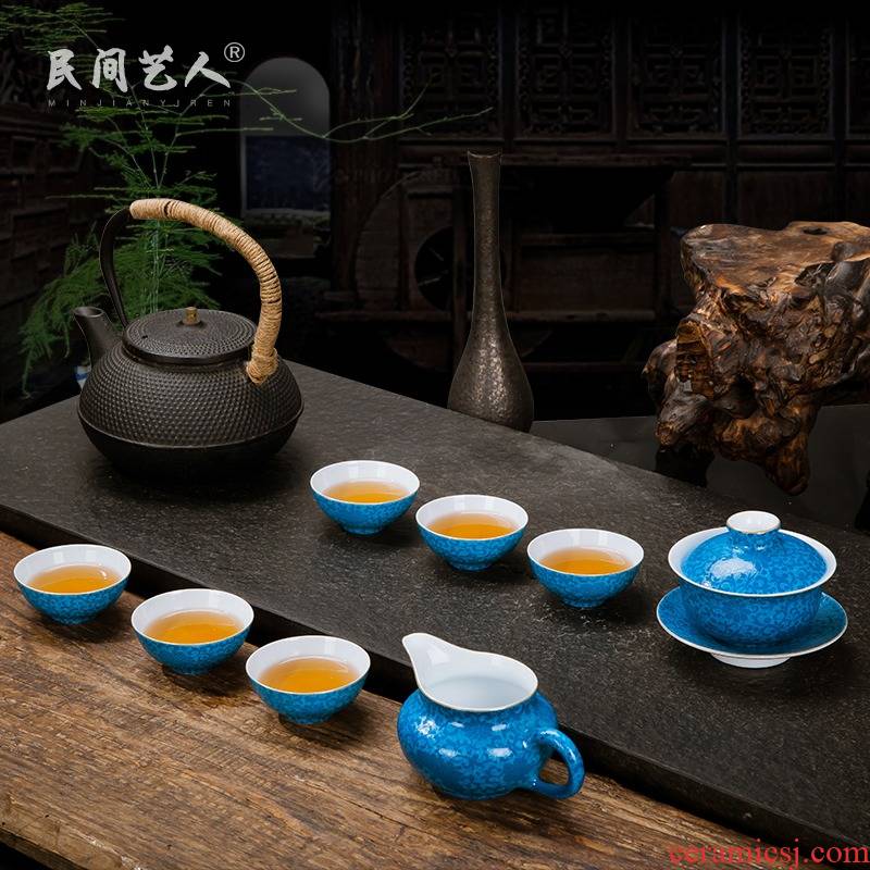 Jingdezhen ceramics steak set of flower tea kungfu tea sets tea taking tureen fair keller sample tea cup
