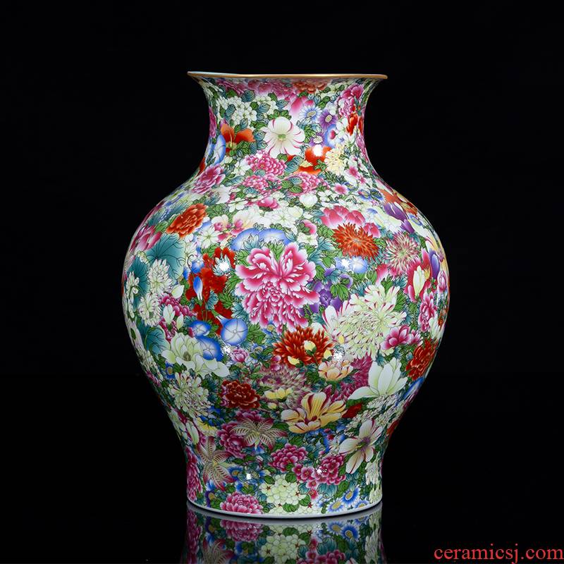 Jia he master of jingdezhen ceramic palace complex moment YangShiQi and the qing qianlong ocean color flower is not open bottle